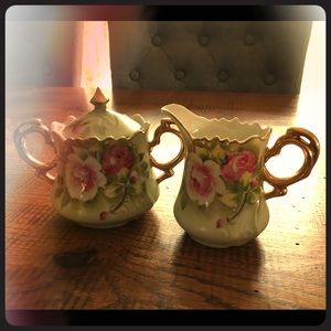 Japanese Hand-Painted Sugar & Creamer